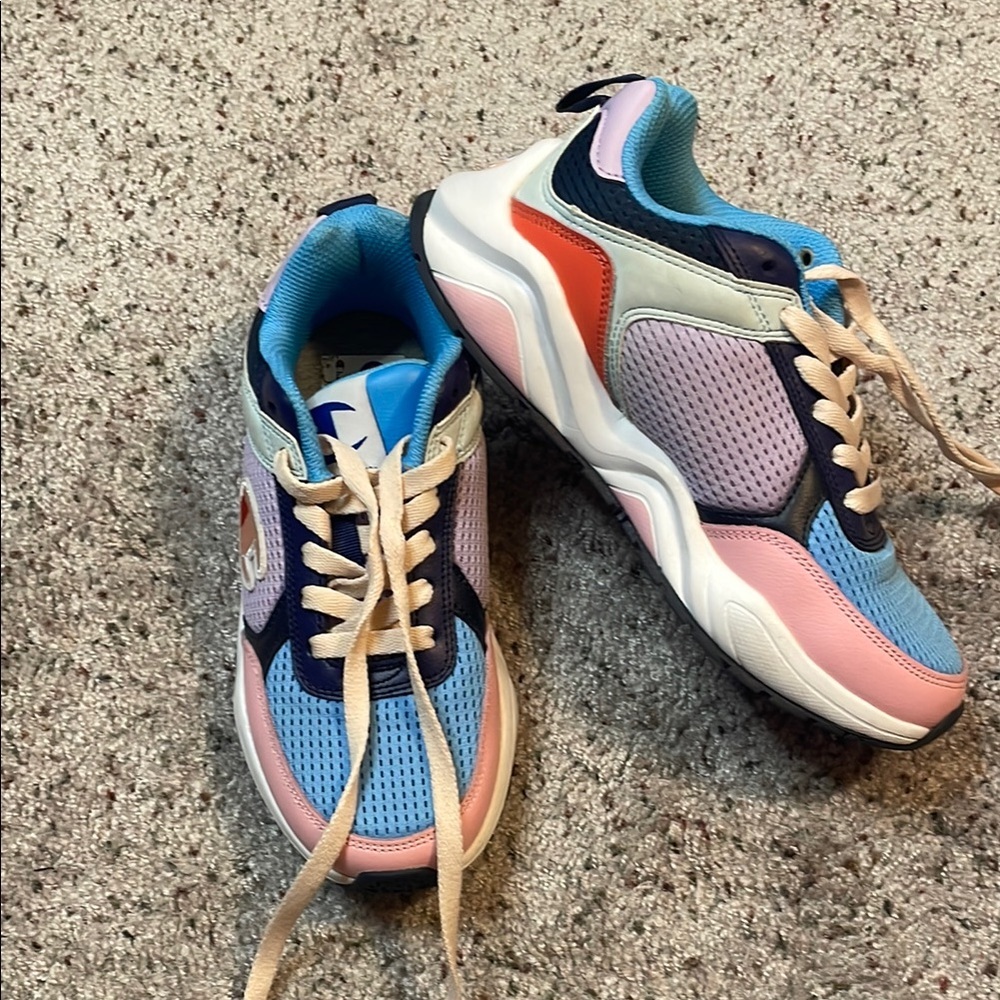 Champion Multi Color Shoes Women’s Sz 6W Block W Blue Pink Purple Tennis Shoe